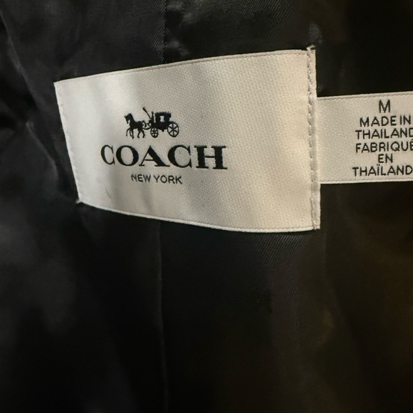 Coach NY Tan Double-Breasted Trench Coat Leopard-Print Lining Womens M Belted - Picture 11 of 15